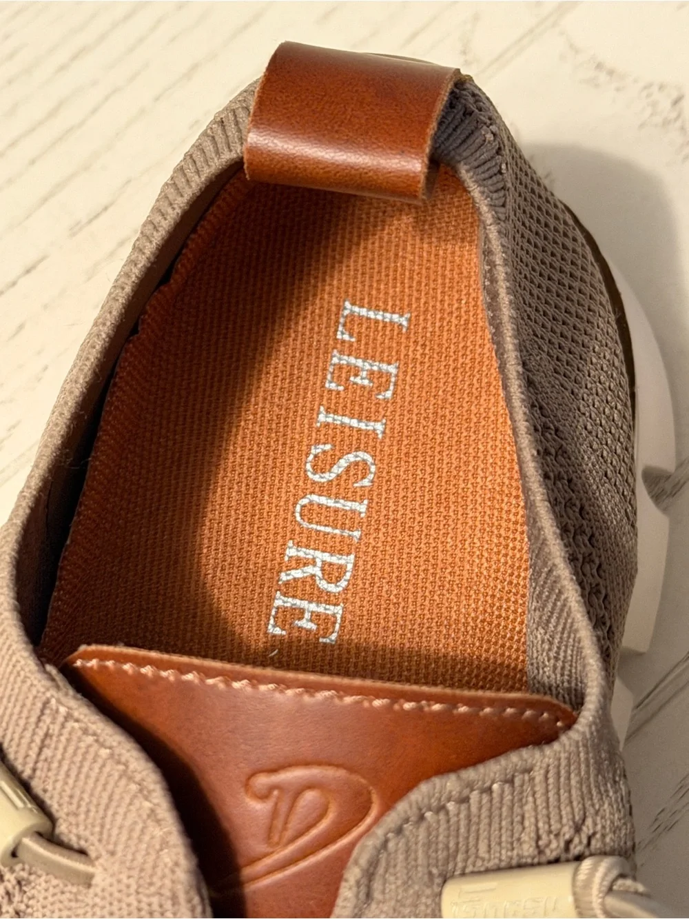 Men's Taupe Knit Derby Shoes with Contrast Trim